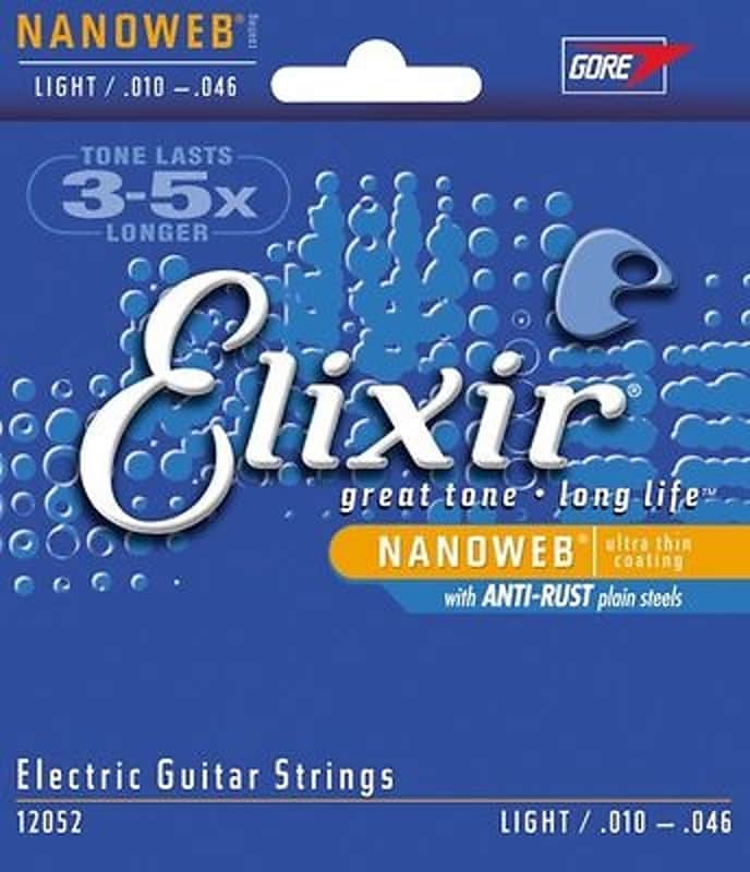 Elixir 12052 Nanoweb Light Electric Guitar Strings (10-46) image 1
