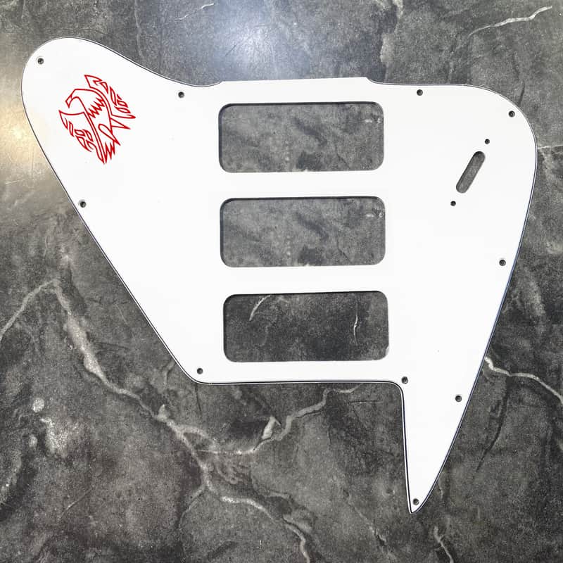 Made In USA 3 Ply White Pickguard for 1965-1970 Gibson Non Reverse 3 P90 Firebird w/ Sliding Switch & Decal OPTION 2 image 1