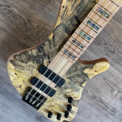MGbass WaveBird Burl 4 strings bartolini pickup & preamp abalone inlay image 3