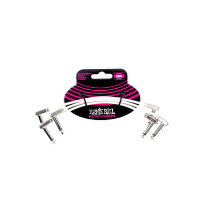 Ernie Ball 6385 Flat Ribbon Patch Cable White 15.24cm 3Pk image 1