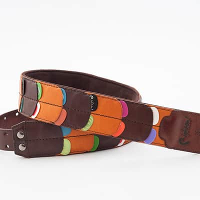 RightOn! Leathercraft Flakes Brown Genuine Leather Guitar Strap