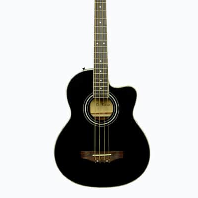 De Rosa GAB47-BK Spruce Top Cutaway 4-String Acoustic-Electric Bass Guitar w/Gig Bag, Cable & Picks image 2