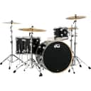 DW SSC Collector's Series 4-Piece FinishPly Shell Pack With 24" Bass Drum With Satin Chrome Hardware Regular Black Ice