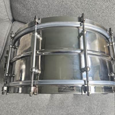 Ludwig 6.5 x 14 10 tube lug Heavy brass 2 piece shell 1920s - Nickel image 4