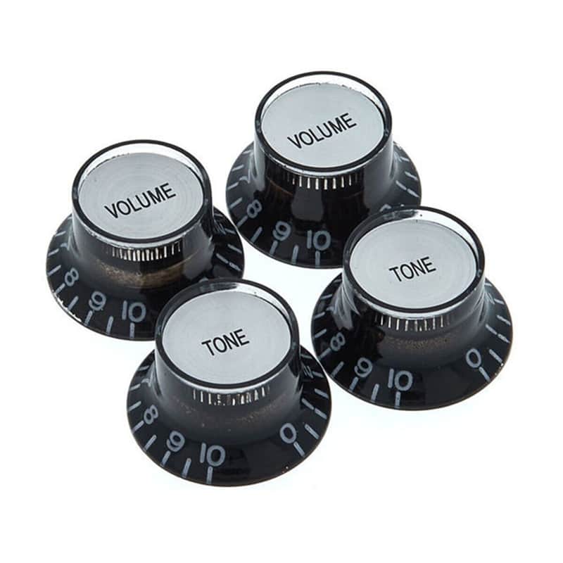 Gibson PRMK-010 Top Hat Knob With Metal Inserts Black/Silver image 1