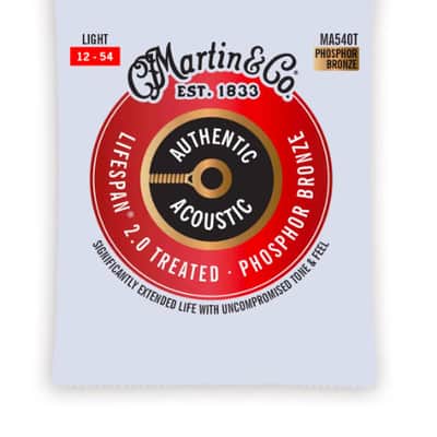 Martin MA540T Authentic Acoustic Lifespan 2.0 Guitar Strings Phosphor Bronze Light 12-54 image 1