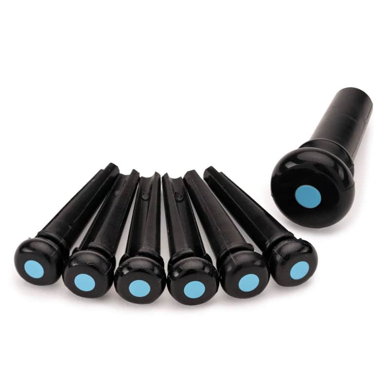 Martin Bridge & End Pin Set - Black w/Blue Kydex Inlay image 1