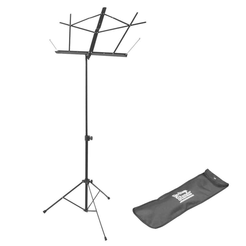 On-Stage On-Stage Compact Music Stand w/Bag ~ Black Black