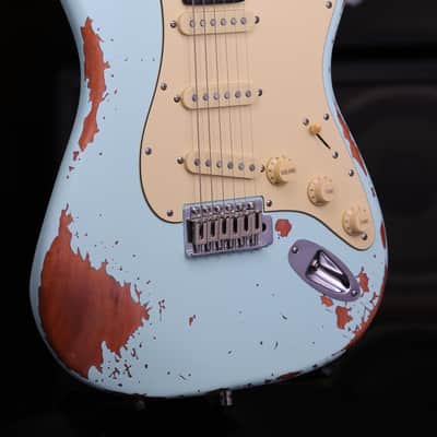 Dhatarattha SSS Strat-Style – Surf Blue Nitro Relic image 5