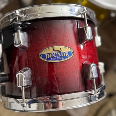 Pearl Decade Maple 10” x 7” Rack Tom - Deep Red Burst Lacquer Finish image 13