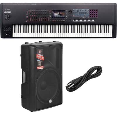 Roland Fantom 8 EX Synthesizer Workstation, PSG Audio Cobra 15, 1/4 Cable Bundle