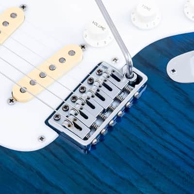 1992 Levinson Blade Texas Blue S-Style Guitar SSS Clear Blue, Japan image 8