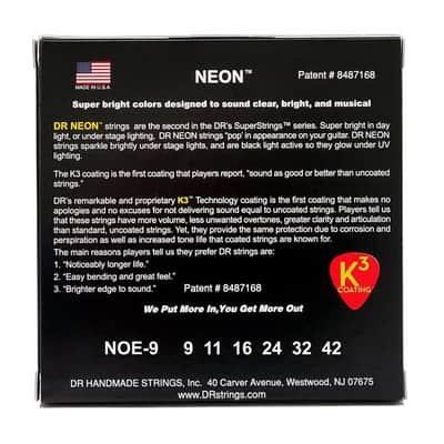 DR Strings - Neon Orange 9-42 Light Guitar Strings - The Luminescent String image 3