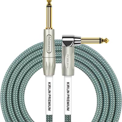 Cable IWB-202PFGL-10/OL -10 feet- Straight to Right Angle 1/4-Inch Plug Premium Plus Instrument Cable, Olive Green Tweed Woven Jacket image 2