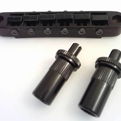 True Custom Shop® Black GOTOH GE-103BT METRIC Posts Tune-O-Matic Bridge w/ Studs image 2