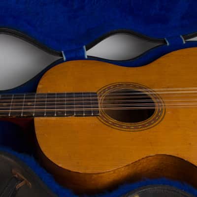 C. Bruno & Son Lyra Model 493 12 String Flat Top Acoustic Guitar, made by Oscar Schmidt,  c. 1925, black hard shell case. image 15