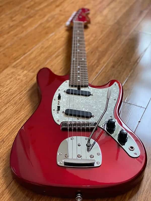 K-ON! Japan Original Brand Azusa Nakano Mustang Old Candy Apple Red w/ Matching Headstock image 1