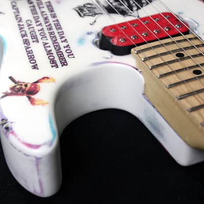 Custom Painted And Upgraded Dean Custom Zone Guitar - Aged and Worn With Graphics And Reverse Headstock image 14
