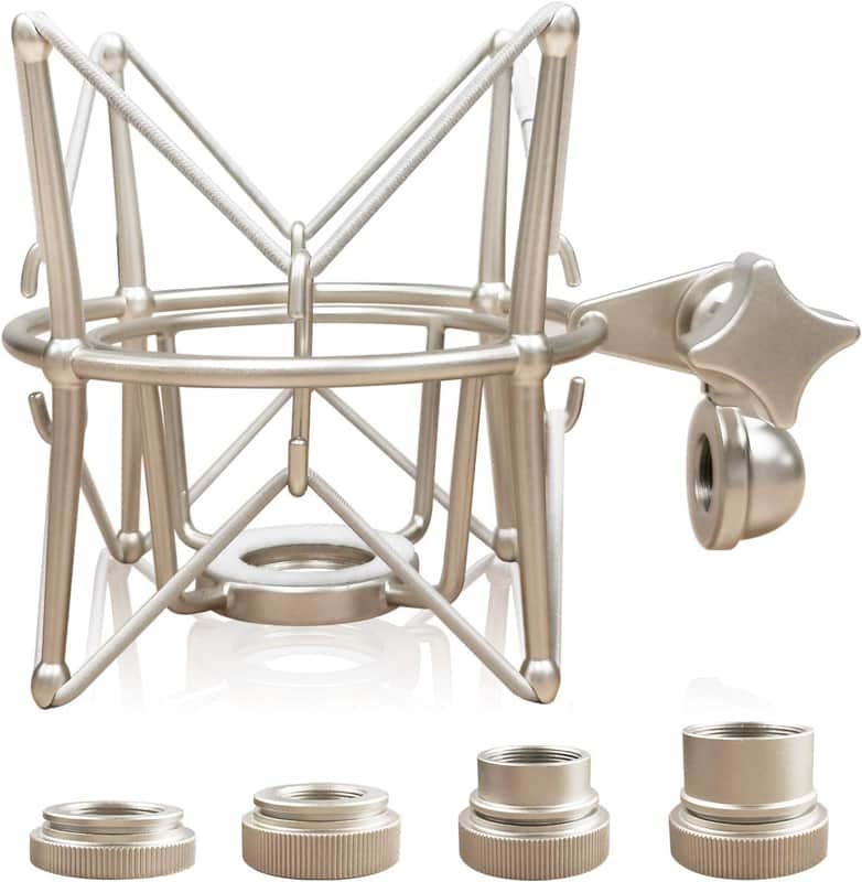 Microphone Shock Mount Mic Holder - Anti Vibration Spider Shockmount Compatible With Many Condenser Mics Like At2020 Mxl 770 Mxl 990 Samson G Track Pro Rode Procaster Nt1-A Neumann U87 Etc. image 1