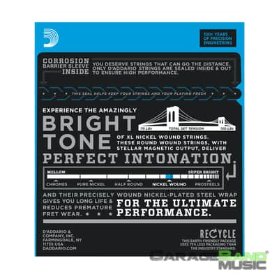 D'Addario EXL116 Nickel Wound, Medium Top/Heavy Bottom, 11-52 image 2