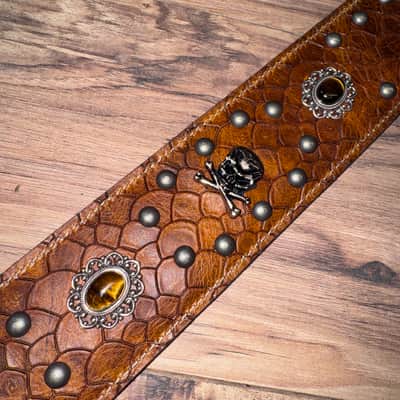Carlino Steve Lukather TigerEye and Skull strap 2026 - Tan scale leather image 7