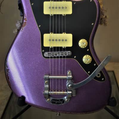 American Fender Jazzmaster Limited Edition Custom Heavy Relic Nitro Purple Sparkle image 24