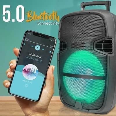 15'' Portable Wireless BT Speaker System w/LED Light, and Wheels image 3