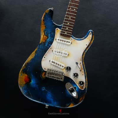 Fender Stratocaster Midnight Blue Pelham Dark Blue Heavy Relic Aged by East Gloves Customs image 12