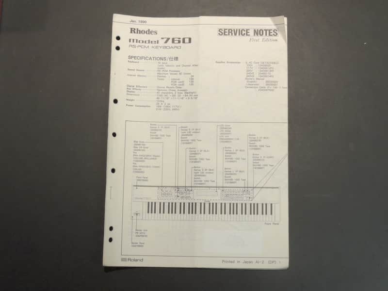 Roland / Rhodes Model 760 Service Notes [Three Wave Music] image 1