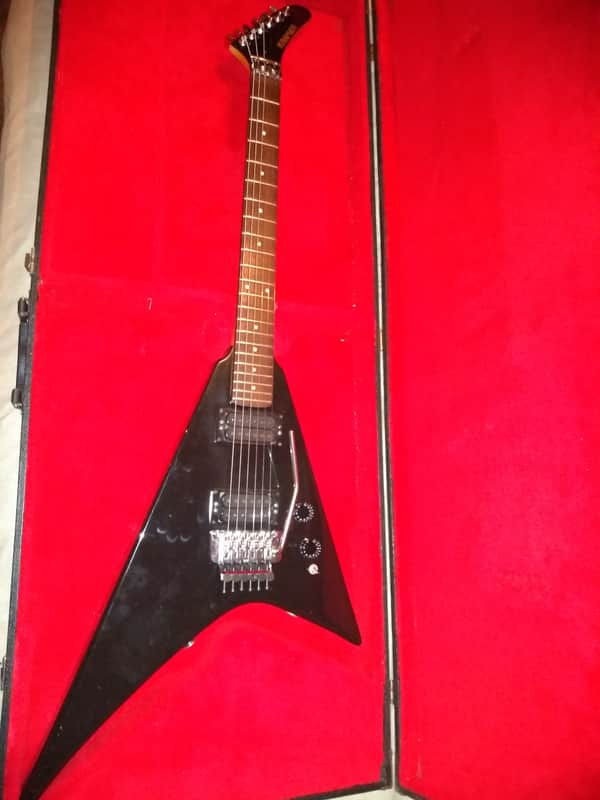 Kramer Vanguard 1984 Black 80's USA D-Plate Banana headstock Neck Rare Guitar Vintage image 1