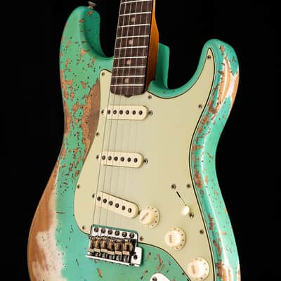 Fender Custom Shop 1960 Dual Mag II Stratocaster Super Heavy Relic Aged Seafoam Green LTD image 4
