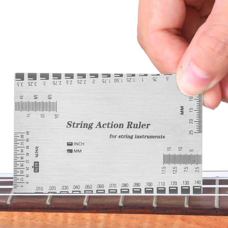 String Action Gauge Ruler, Guitar Height Gauge Set Up Tool, Guitar Repairing Luthier Action Gauge For Electric Bass And Acoustic Guitar, Setup Measuring Tool Kit For Guitar, Mandolin, Banjo image 1