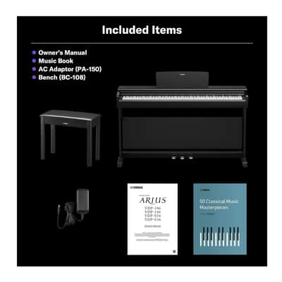 Yamaha Arius YDP-146 88 Key Weighted Digital Home Piano with Bench (White) image 6