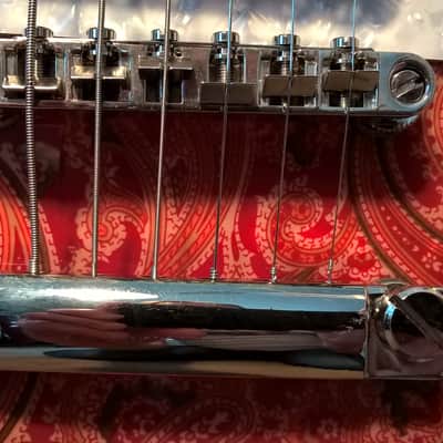 Hutchins Doodlebug -- Brand New Cond; 4 Humbuckers; Paisley & Red Transparent Finish; w/ New Gig Bag image 5