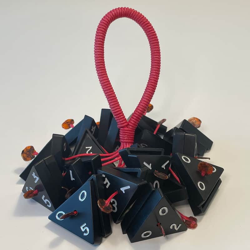 Upcycled Percussion - Triominoes Hand Rattle / Shaker - Black and Red image 1
