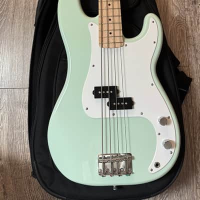 Squier Precision Bass by Fender – Surf Green – Maple Neck – Excellent Condition w/ Gig Bag image 11