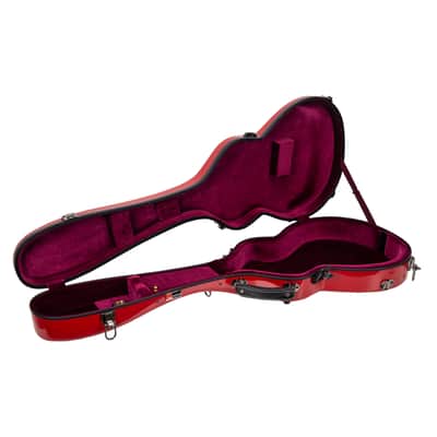 Crossrock Hard Shell Fiberglass Case for Les Paul Guitar with Backpack Straps in Red image 7