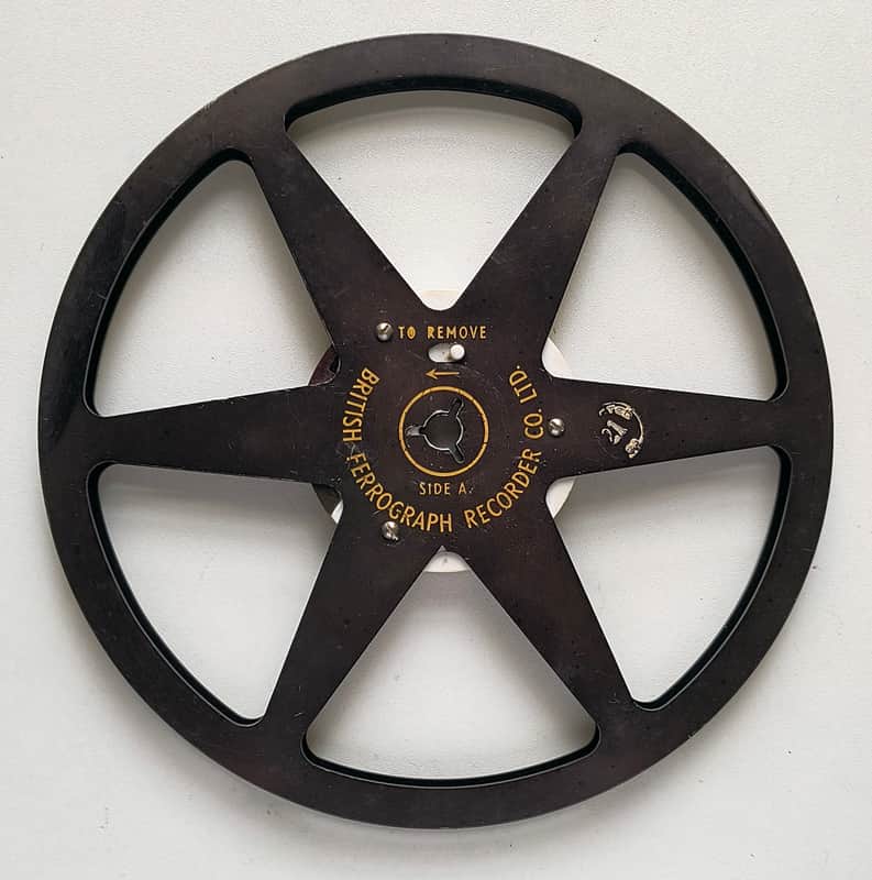 Vintage British Ferrograph 8.25″ Empty Metal Reel 1/4″ - Black 6 Window - Rare image 1