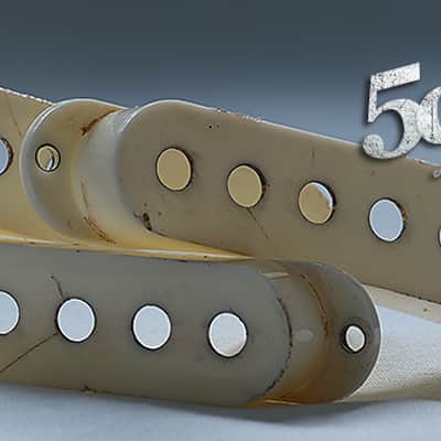 Set of 3 Hand Aged Fender pickup covers Aged White, relic, aged, Stratocaster, 59 Parts. image 3