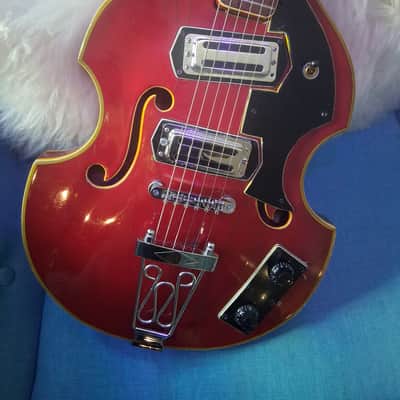 Tempo semi-hollow Violin shaped guitar - 1960s - Red Gloss image 1