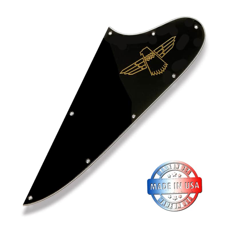 USA Made New 3 Ply Black Pickguard for 1987-1998 Gibson Thunderbird Bass + Gold Decal image 1