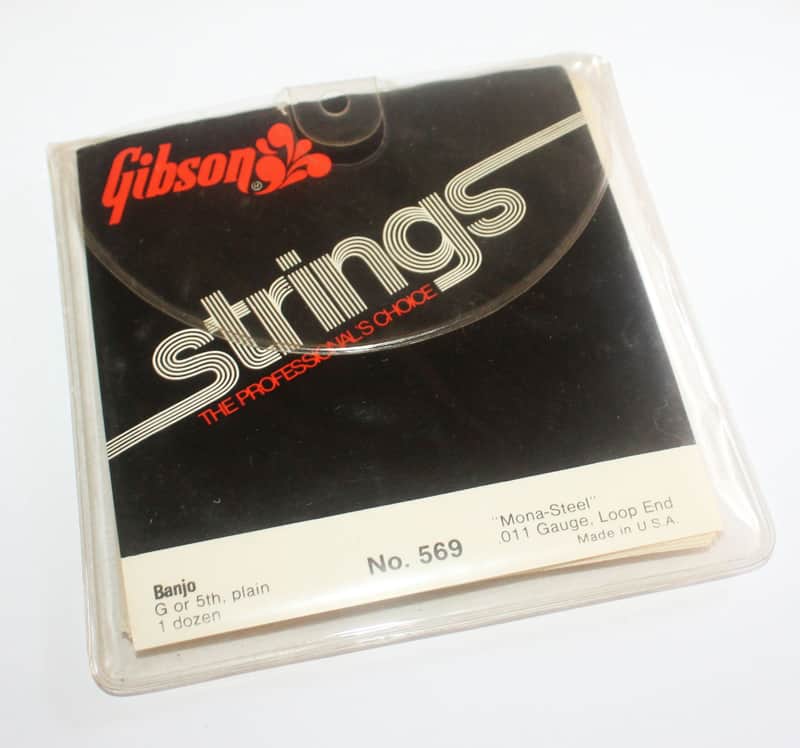 Vintage 1976 Gibson Mona-Steel Strings 1 Pack of 12 Strings Kalamazoo Set No 569 G or 5th Plain Case Candy 1970's image 1