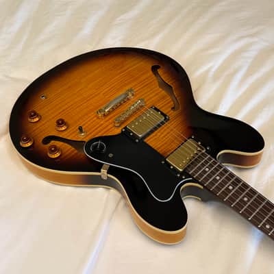 2004 Epiphone Dot Deluxe Flame Top - Made in Korea (MIK) - Vintage Sunburst - Free Pro Setup image 3