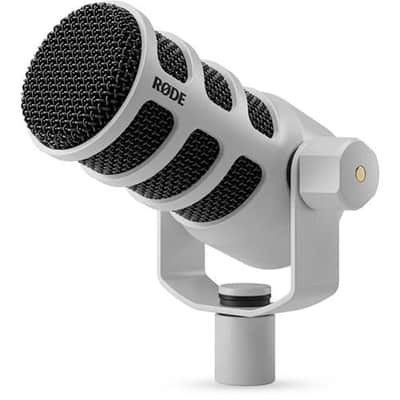 Rode PodMic (White) Cardioid Dynamic Broadcast Microphone with WS14 PodMic Pop Filter - Black image 2