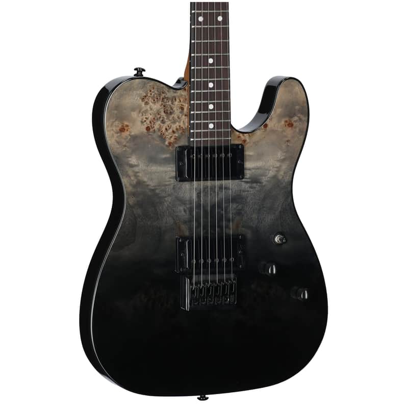 Schecter PT Standard Electric Guitar, Black Fade Burst Burl image 1