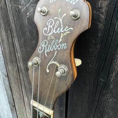 The Bacon Blue Ribbon Style A Tenor Banjo with Original Koverite Case Natural 1920s image 8