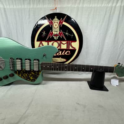 Maghini Guitars Skylark Baritone Guitar with COA + Gator Case 2023 - Lightly Aged Jade Metallic image 2