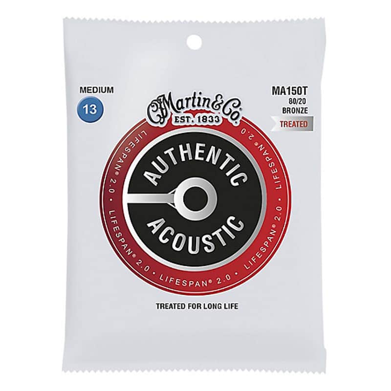 Martin MA150T Authentic Acoustic Lifespan 2.0 80/20 Bronze Acoustic Guitar Strings - Medium (.13 - .56) image 1