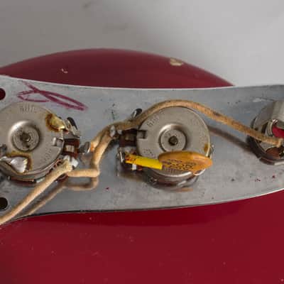 Fender  Mustang Solid Body Electric Guitar (1966), ser. #128090, original grey hard shell case. image 16