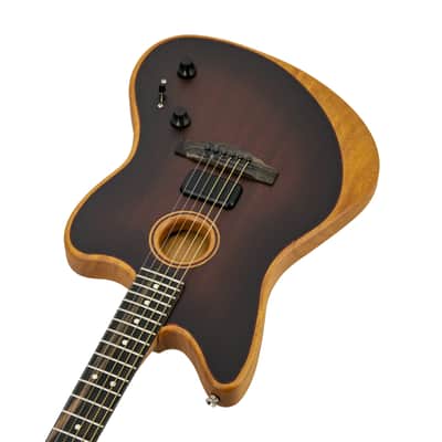 Fender American Acoustasonic Jazzmaster All Mahogany Ac-Elec Gtr w/Bag, EB FB, BB Burst, US232XXXX image 2